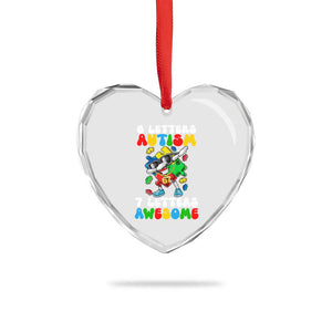 Funny 67 Autism Awareness Heart Crystal Glass Ornament 6 Letters Autism 7 Letters Awesome Dabbing Puzzle TS11 Print Your Wear