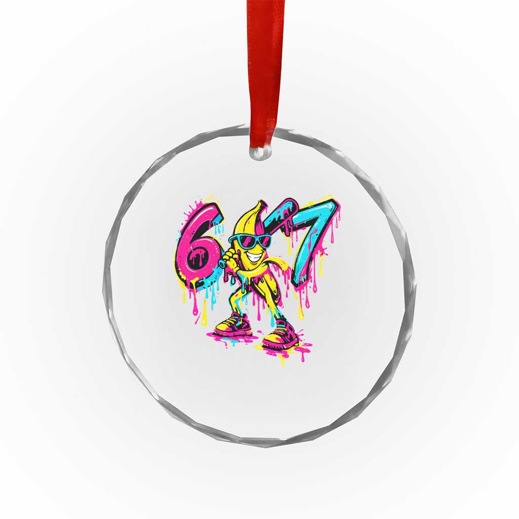 Funny 67 Banana Baseball Drip Ice Cream Six Seven Meme Crystal Glass Ornament TS11 Print Your Wear