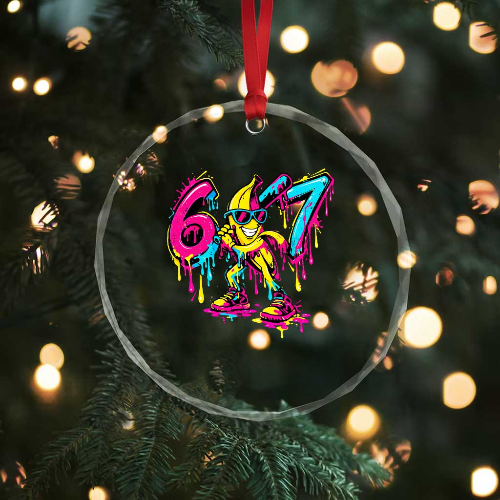 Funny 67 Banana Baseball Drip Ice Cream Six Seven Meme Crystal Glass Ornament TS11 Print Your Wear