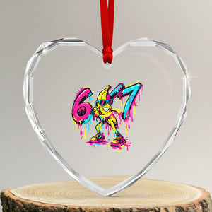 Funny 67 Banana Baseball Drip Ice Cream Six Seven Meme Heart Crystal Glass Ornament TS11 Transparent Glass 3'' Heart Print Your Wear