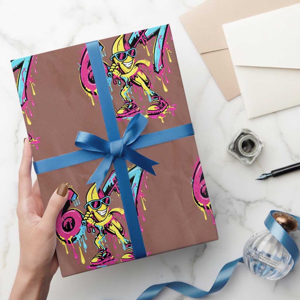 Funny 67 Banana Baseball Drip Ice Cream Six Seven Meme Wrapping Paper Roll TS11 Mocha Print Your Wear