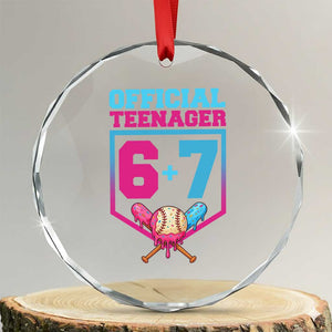 Funny 67 Baseball 13th Birthday Crystal Glass Ornament Ice Cream Drip 13th Bday Official Teenager TS11 Transparent Glass 3'' Circle Print Your Wear