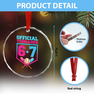 Funny 67 Baseball 13th Birthday Crystal Glass Ornament Ice Cream Drip 13th Bday Official Teenager TS11 Print Your Wear
