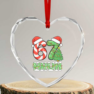 Funny 67 Bruh Christmas Heart Crystal Glass Ornament Candy Cane and Xmas Tree Six Seven Meme Holiday Lights TS02 Transparent Glass 3'' Heart Print Your Wear