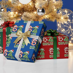 Funny 67 Bruh Christmas Wrapping Paper Roll Candy Cane and Xmas Tree Six Seven Meme Holiday Lights TS02 Print Your Wear