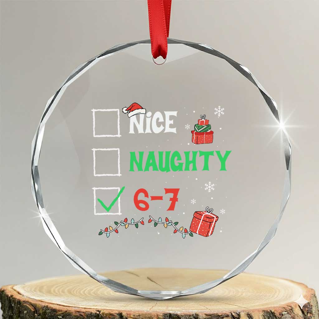 Funny 67 Christmas Crystal Glass Ornament Nice Naughty 67 Xmas Checklist TS11 Transparent Glass 3'' Circle Print Your Wear