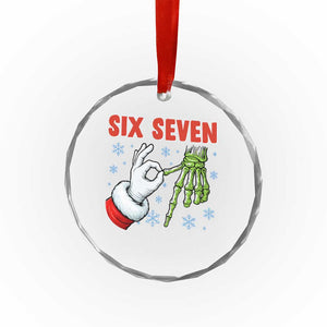 Funny 67 Christmas Crystal Glass Ornament Six Seven Meme Santa Skeleton Hands Gesture Gen Alpha TS11 Print Your Wear