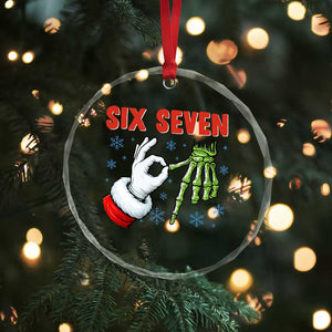 Funny 67 Christmas Crystal Glass Ornament Six Seven Meme Santa Skeleton Hands Gesture Gen Alpha TS11 Print Your Wear
