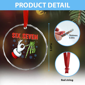 Funny 67 Christmas Crystal Glass Ornament Six Seven Meme Santa Skeleton Hands Gesture Gen Alpha TS11 Print Your Wear