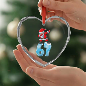 Funny 67 Christmas Heart Crystal Glass Ornament Six Seven Dabbing Santa Meme Gen Alpha Slang TS11 Print Your Wear