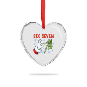 Funny 67 Christmas Heart Crystal Glass Ornament Six Seven Meme Santa Skeleton Hands Gesture Gen Alpha TS11 Print Your Wear