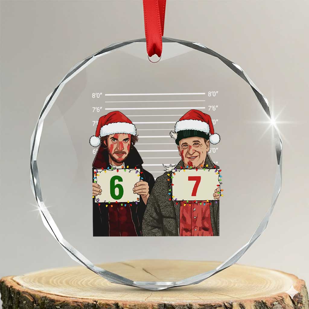 Funny 67 Christmas Movie Crystal Glass Ornament Six Seven Wet Bandits Home Xmas Alone TS11 Transparent Glass 3'' Circle Print Your Wear