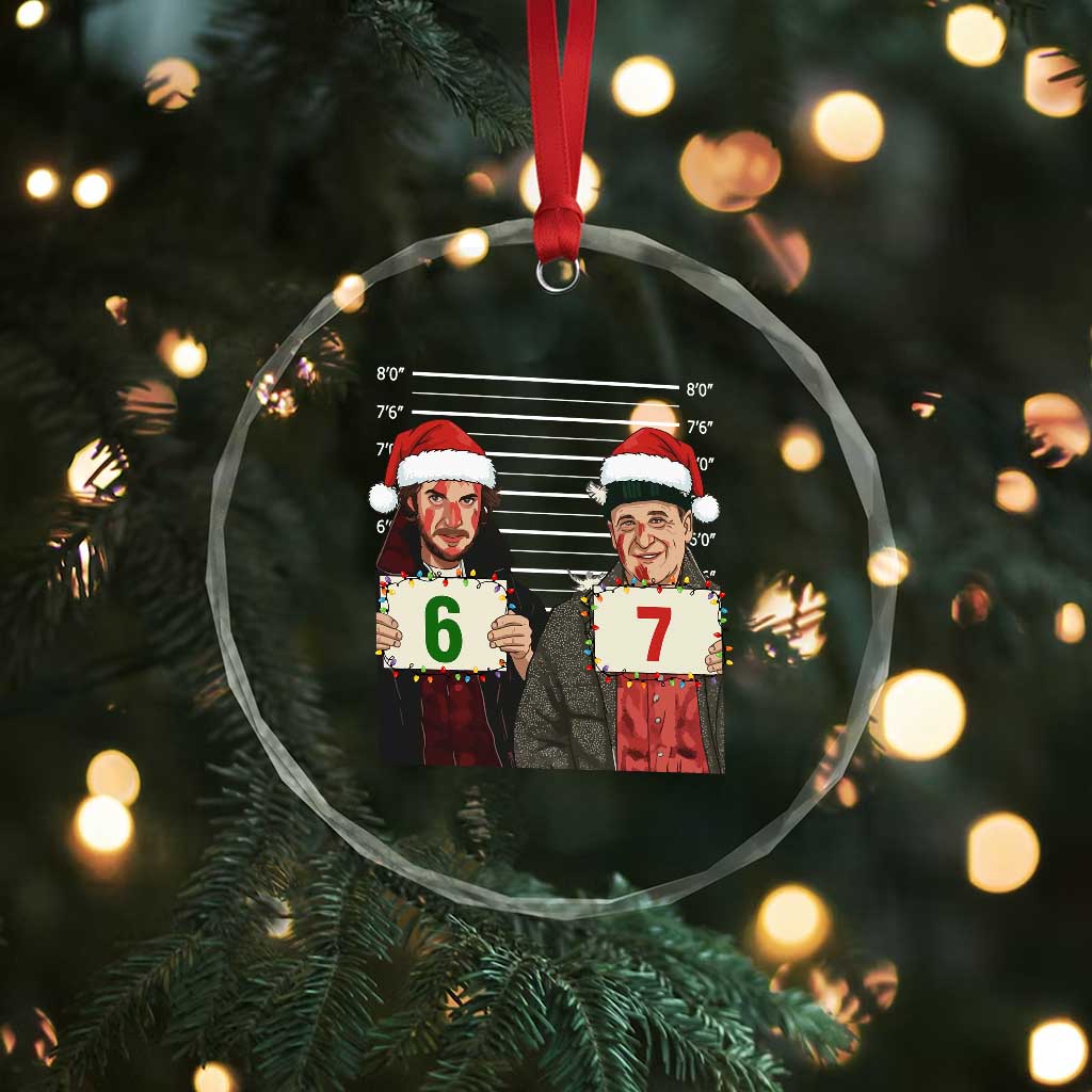 Funny 67 Christmas Movie Crystal Glass Ornament Six Seven Wet Bandits Home Xmas Alone TS11 Print Your Wear