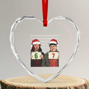 Funny 67 Christmas Movie Heart Crystal Glass Ornament Six Seven Wet Bandits Home Xmas Alone TS11 Transparent Glass 3'' Heart Print Your Wear