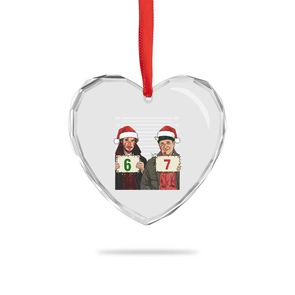 Funny 67 Christmas Movie Heart Crystal Glass Ornament Six Seven Wet Bandits Home Xmas Alone TS11 Print Your Wear