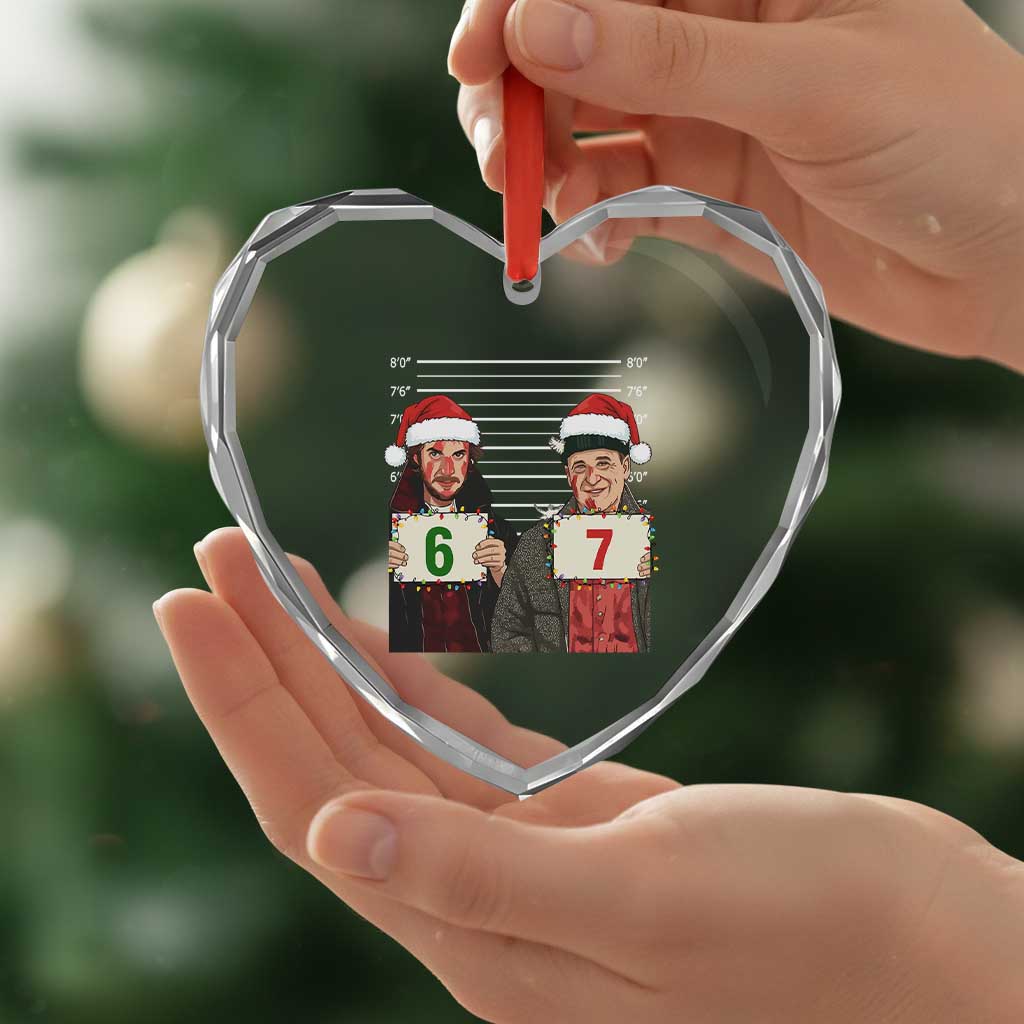 Funny 67 Christmas Movie Heart Crystal Glass Ornament Six Seven Wet Bandits Home Xmas Alone TS11 Print Your Wear