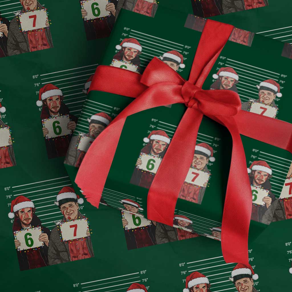 Funny 67 Christmas Movie Wrapping Paper Roll Six Seven Wet Bandits Home Xmas Alone TS11 Green Print Your Wear