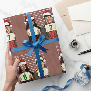 Funny 67 Christmas Movie Wrapping Paper Roll Six Seven Wet Bandits Home Xmas Alone TS11 Mocha Print Your Wear