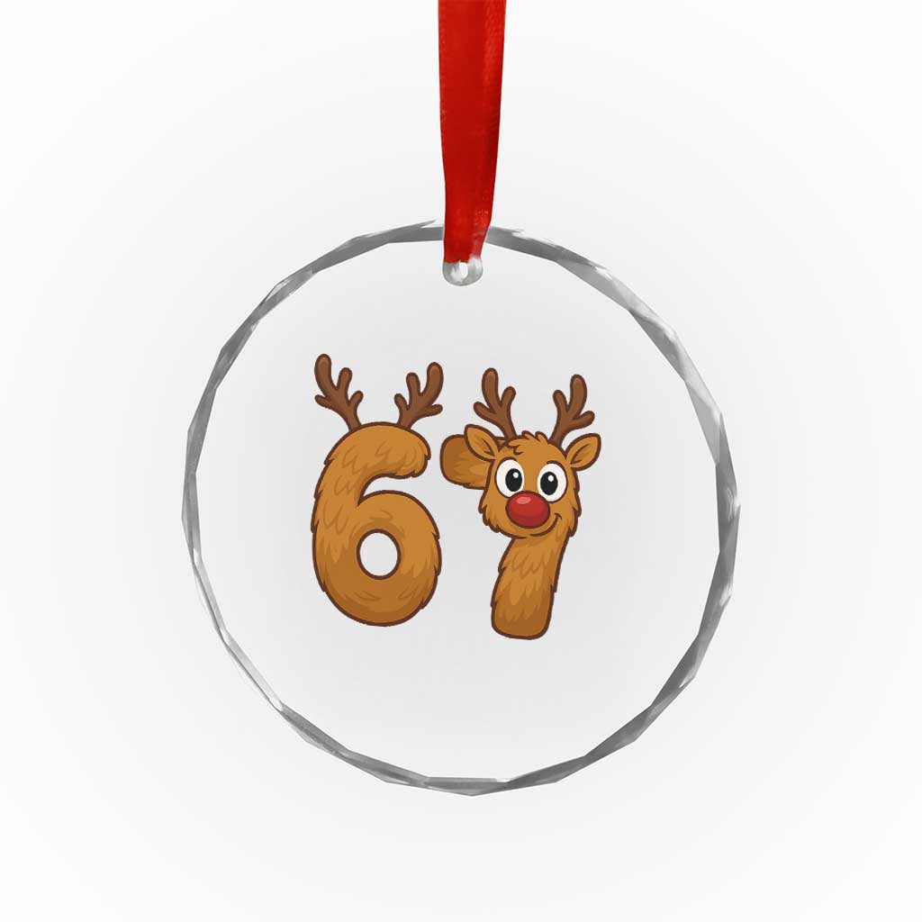 Funny 67 Christmas Reindeer Crystal Glass Ornament Six Seven Meme Xmas Holiday TS11 Print Your Wear