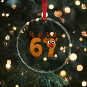 Funny 67 Christmas Reindeer Crystal Glass Ornament Six Seven Meme Xmas Holiday TS11 Print Your Wear