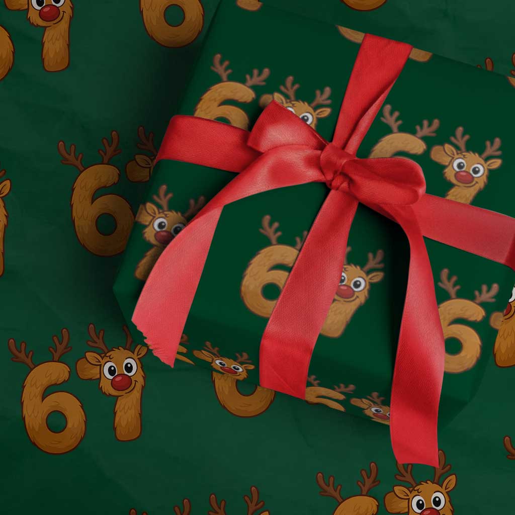 Funny 67 Christmas Reindeer Wrapping Paper Roll Six Seven Meme Xmas Holiday TS11 Green Print Your Wear