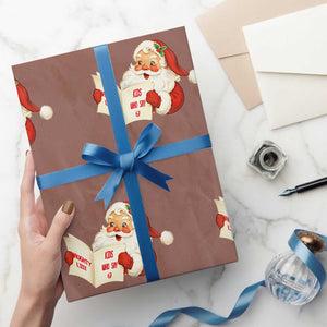 Funny 67 Christmas Santa Wrapping Paper Roll Naughty List Kids Who Say Six Seven Meme TS11 Mocha Print Your Wear
