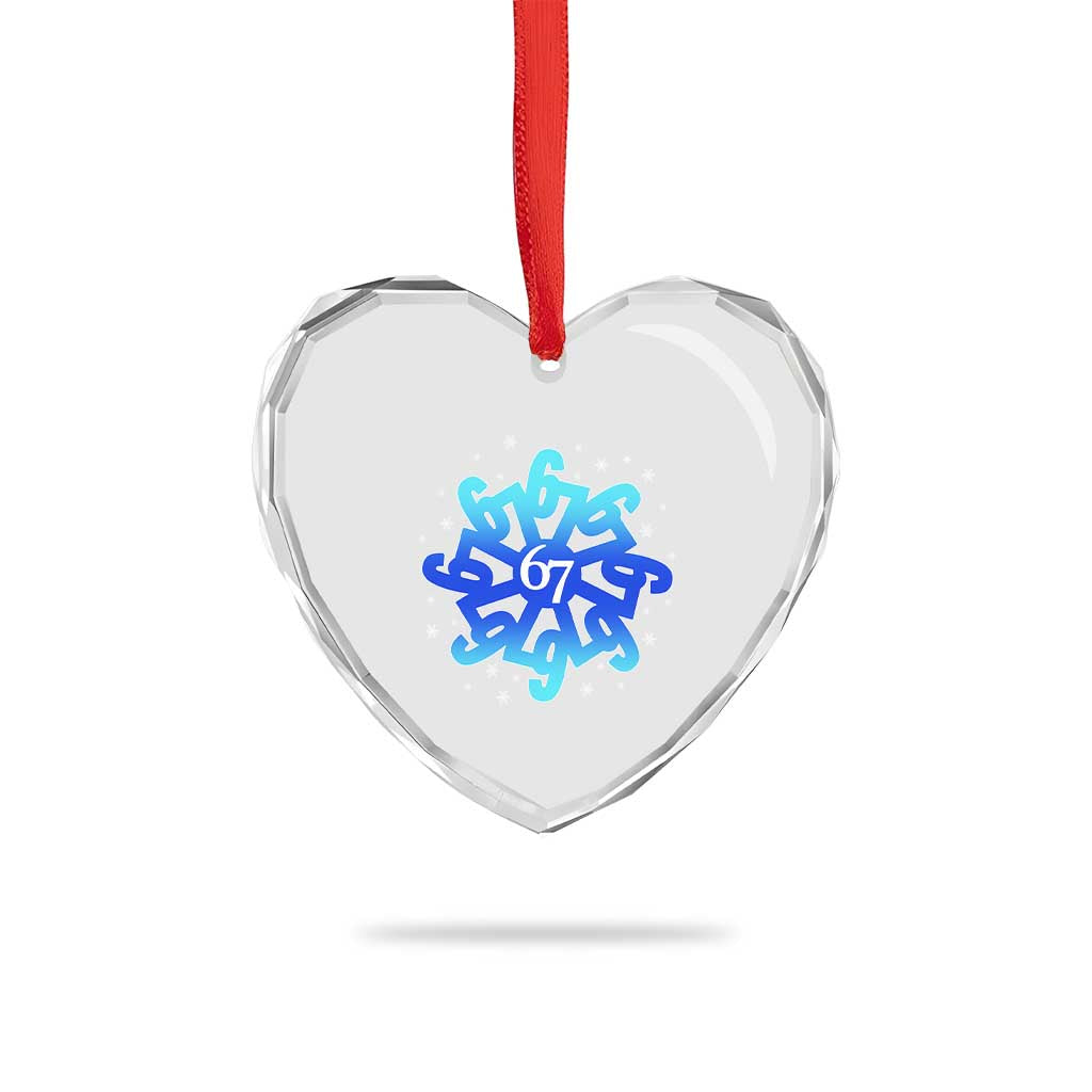 Funny 67 Christmas Snowflake Heart Crystal Glass Ornament Six Seven Meme Xmas TS11 Print Your Wear