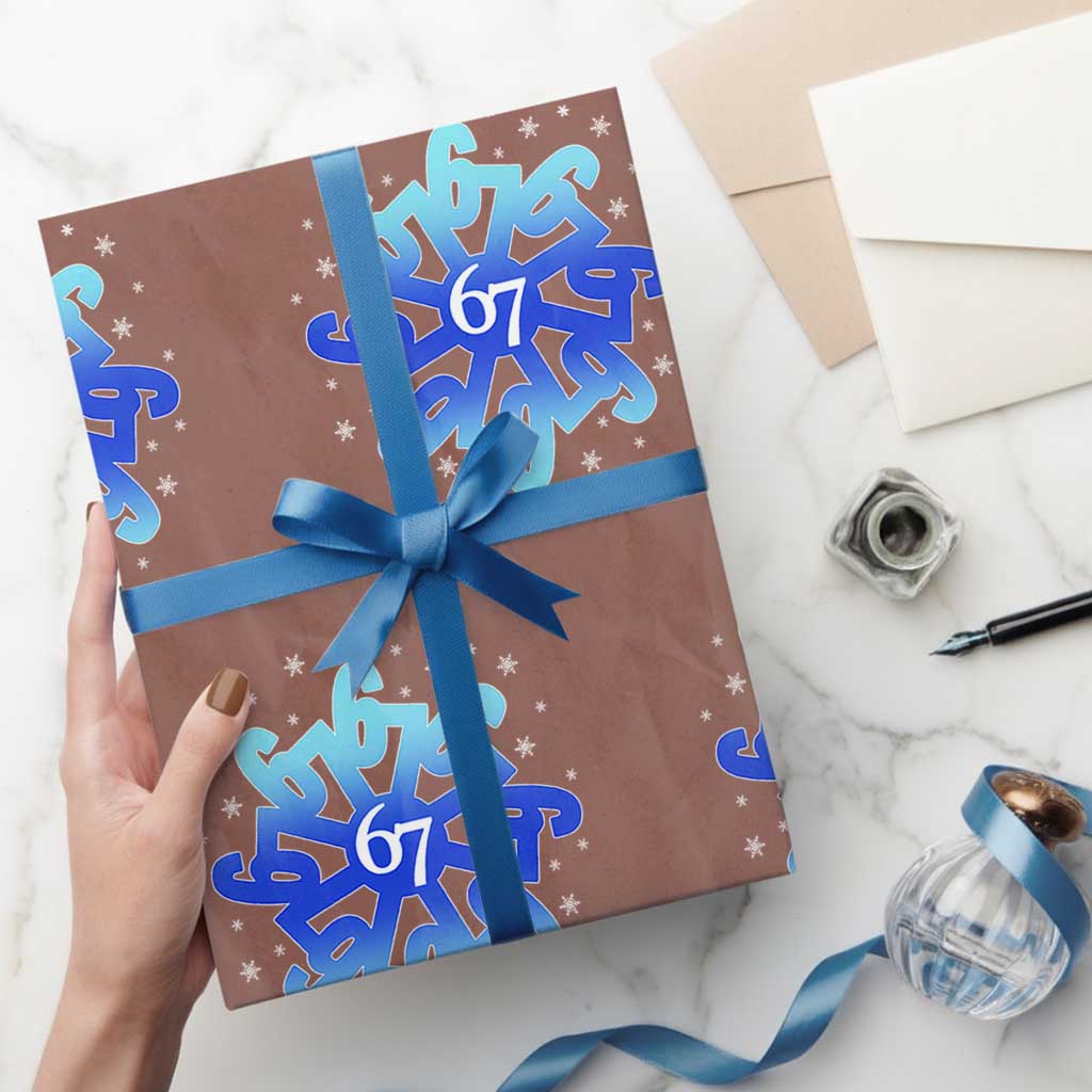 Funny 67 Christmas Snowflake Wrapping Paper Roll Six Seven Meme Xmas TS11 Mocha Print Your Wear