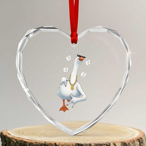Funny 67 Cool Silly Goose Hip Hop Gangster Heart Crystal Glass Ornament TS11 Transparent Glass 3'' Heart Print Your Wear