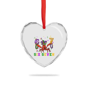 Funny 67 Crawfish Mardi Gras Heart Crystal Glass Ornament Six Seven Meme TS12 Print Your Wear