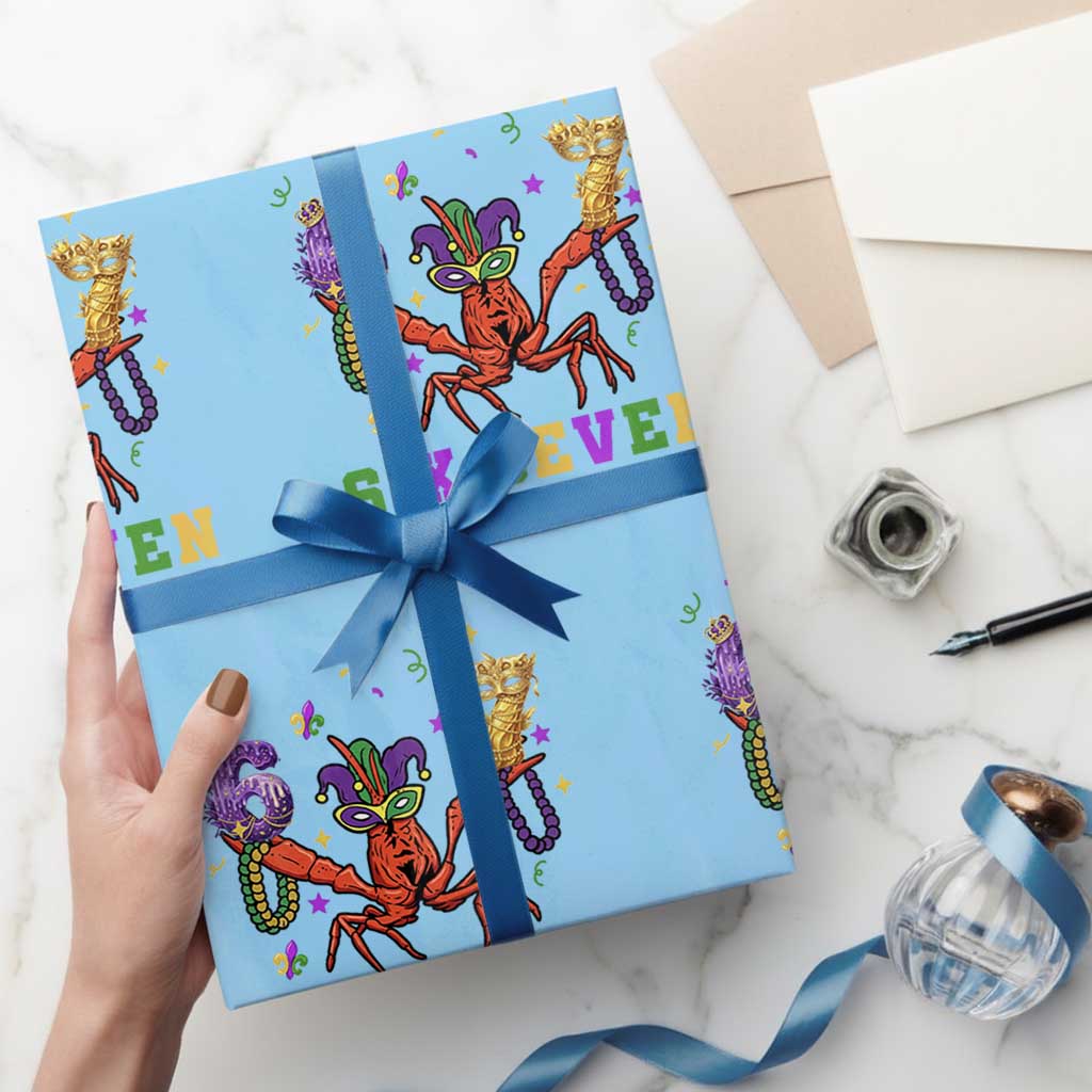 Funny 67 Crawfish Mardi Gras Wrapping Paper Roll Six Seven Meme TS12 Light Blue Print Your Wear
