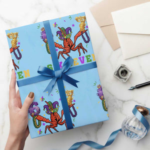 Funny 67 Crawfish Mardi Gras Wrapping Paper Roll Six Seven Meme TS12 Light Blue Print Your Wear