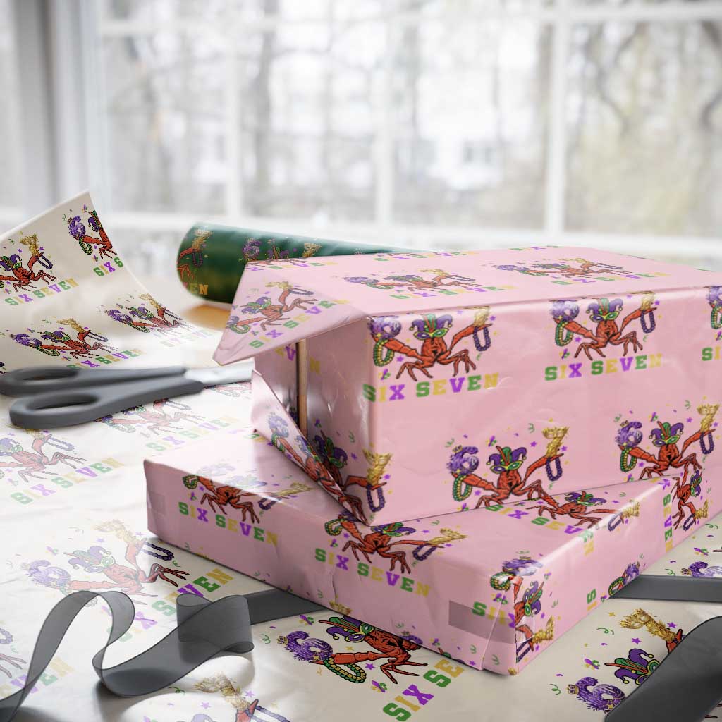 Funny 67 Crawfish Mardi Gras Wrapping Paper Roll Six Seven Meme TS12 Light Pink Print Your Wear