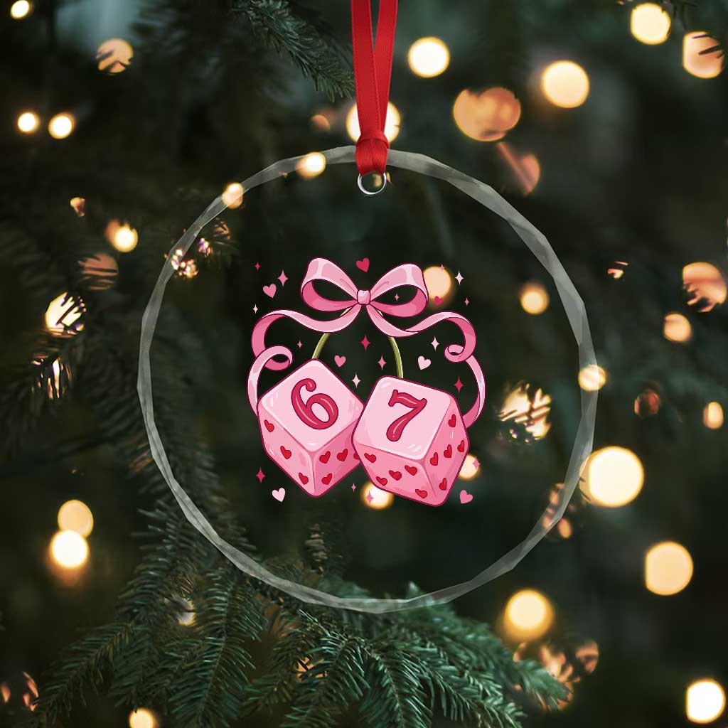 Funny 67 Dice Valentines Day Six Seven Meme Coquette Crystal Glass Ornament TS11 Print Your Wear