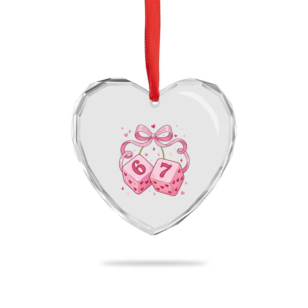 Funny 67 Dice Valentines Day Six Seven Meme Coquette Heart Crystal Glass Ornament TS11 Print Your Wear