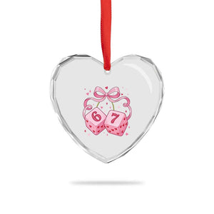 Funny 67 Dice Valentines Day Six Seven Meme Coquette Heart Crystal Glass Ornament TS11 Print Your Wear