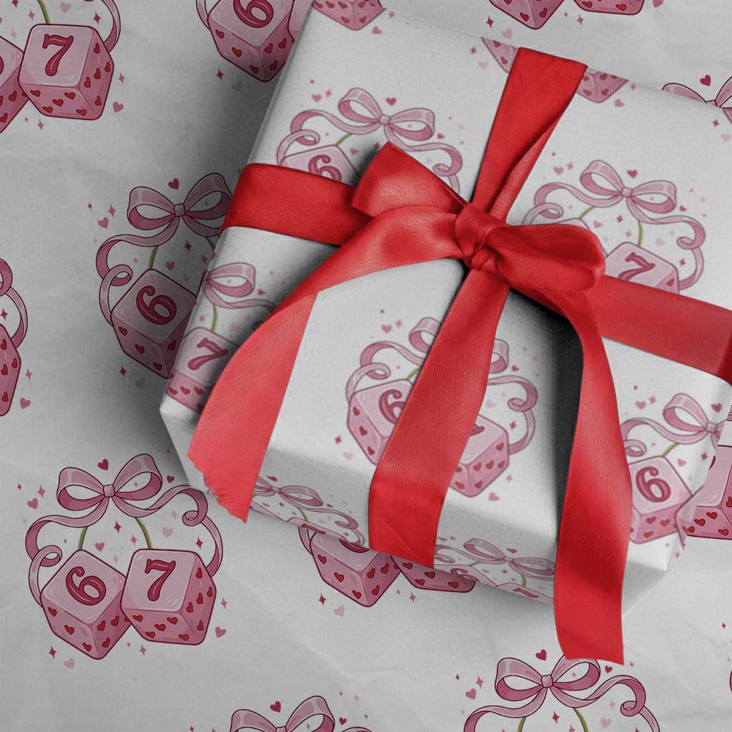 Funny 67 Dice Valentines Day Six Seven Meme Coquette Wrapping Paper Roll TS11 White Print Your Wear