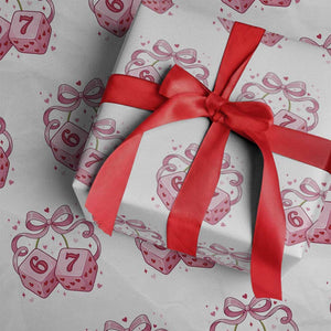 Funny 67 Dice Valentines Day Six Seven Meme Coquette Wrapping Paper Roll TS11 White Print Your Wear