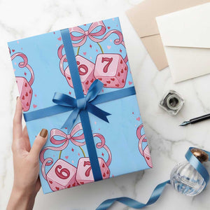 Funny 67 Dice Valentines Day Six Seven Meme Coquette Wrapping Paper Roll TS11 Light Blue Print Your Wear