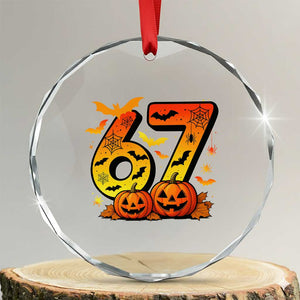 Funny 67 Halloween Crystal Glass Ornament Spooky Six Seven Meme Gen Alpha Slang TS11 Transparent Glass 3'' Circle Print Your Wear