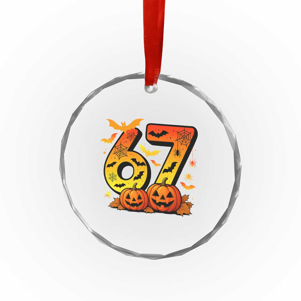 Funny 67 Halloween Crystal Glass Ornament Spooky Six Seven Meme Gen Alpha Slang TS11 Print Your Wear