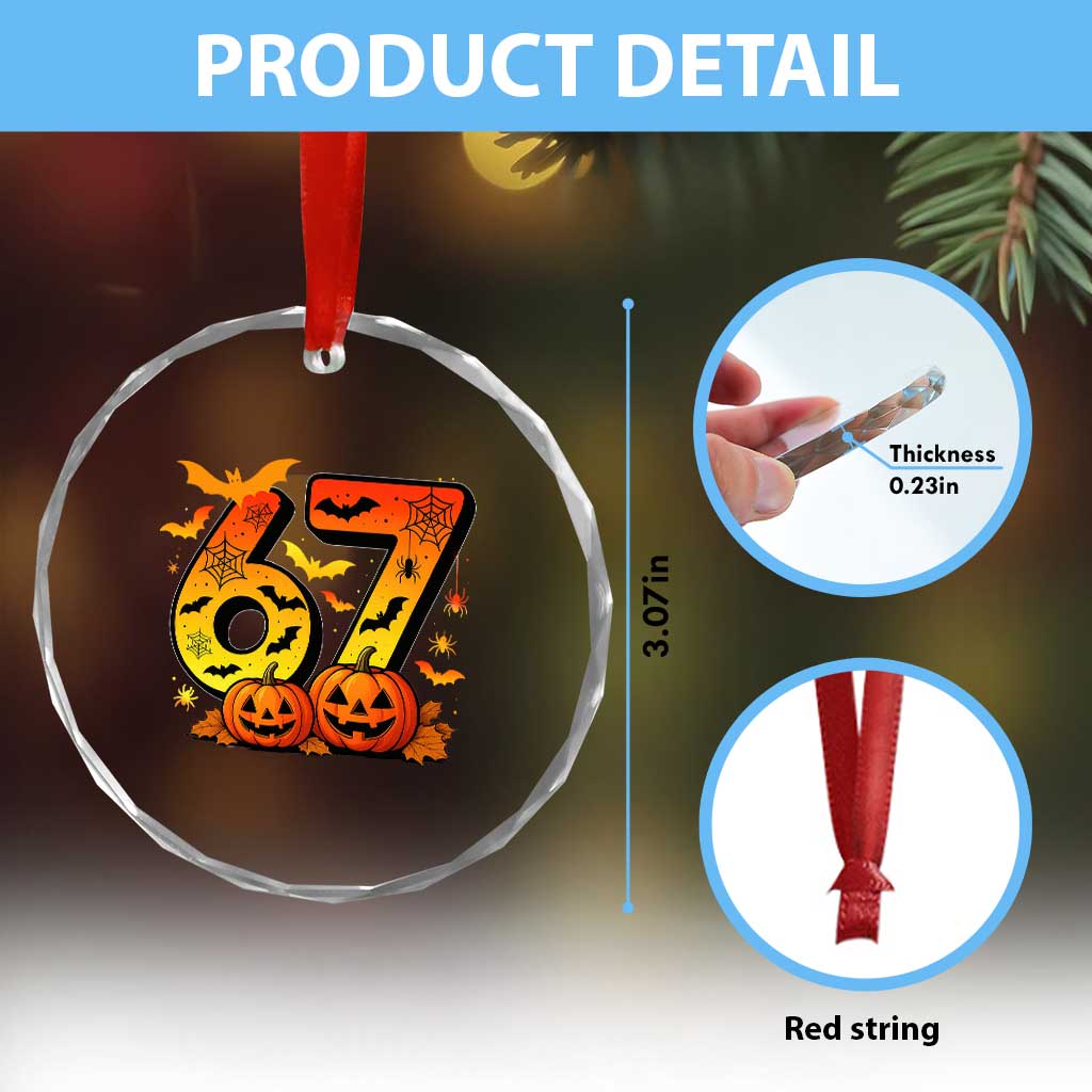 Funny 67 Halloween Crystal Glass Ornament Spooky Six Seven Meme Gen Alpha Slang TS11 Print Your Wear