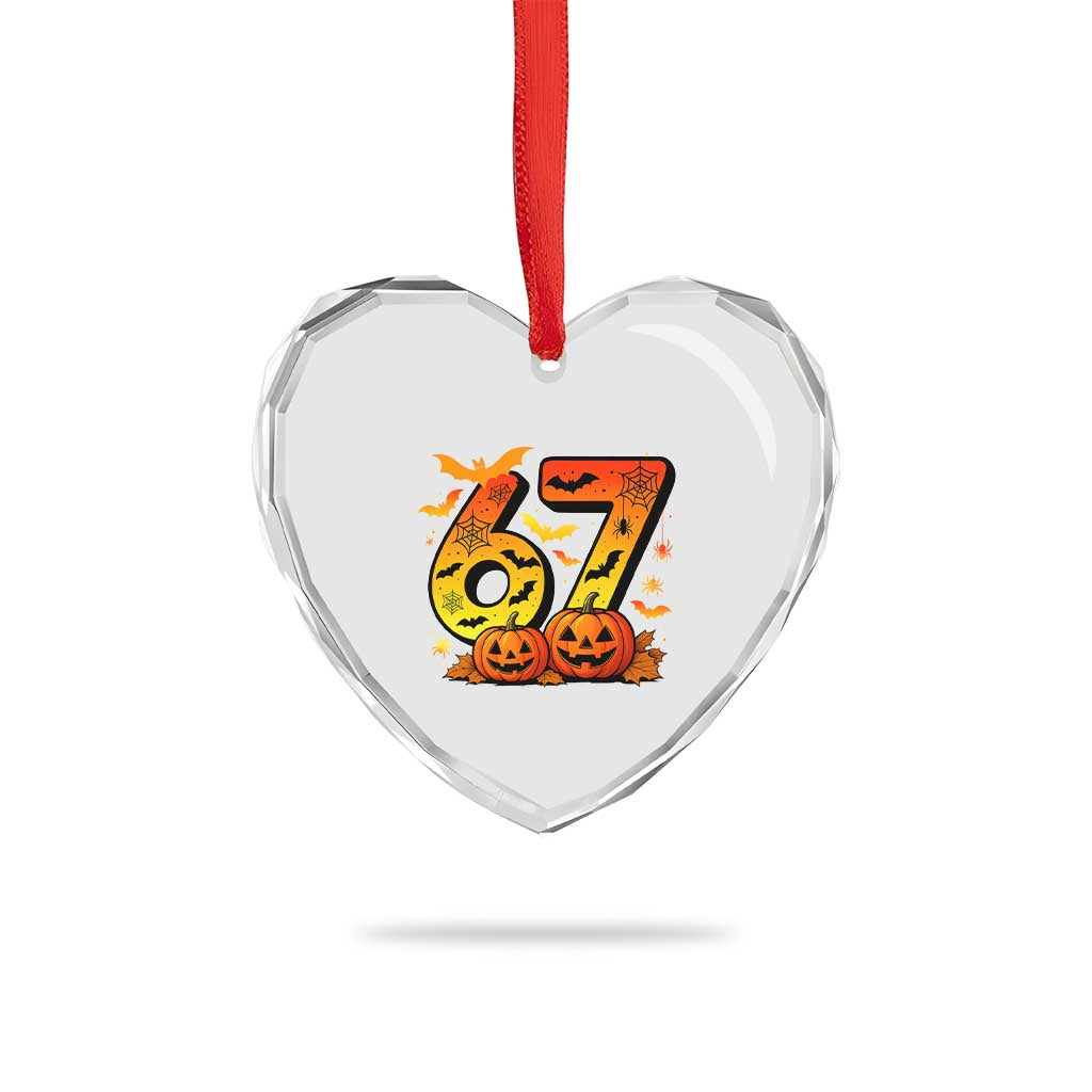 Funny 67 Halloween Heart Crystal Glass Ornament Spooky Six Seven Meme Gen Alpha Slang TS11 Print Your Wear