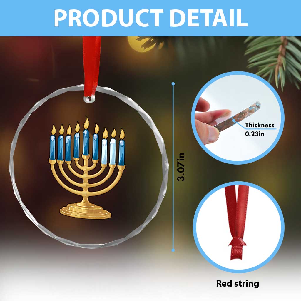 Funny 67 Hanukkah Crystal Glass Ornament Chanukah Menorah Sixth Seventh Night TS11 Print Your Wear