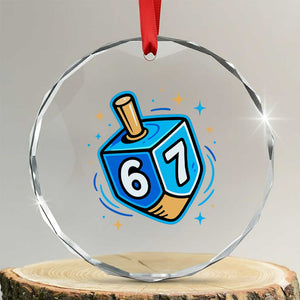 Funny 67 Hanukkah Dreidel Crystal Glass Ornament Chanukah Star Of David TS11 Transparent Glass 3'' Circle Print Your Wear