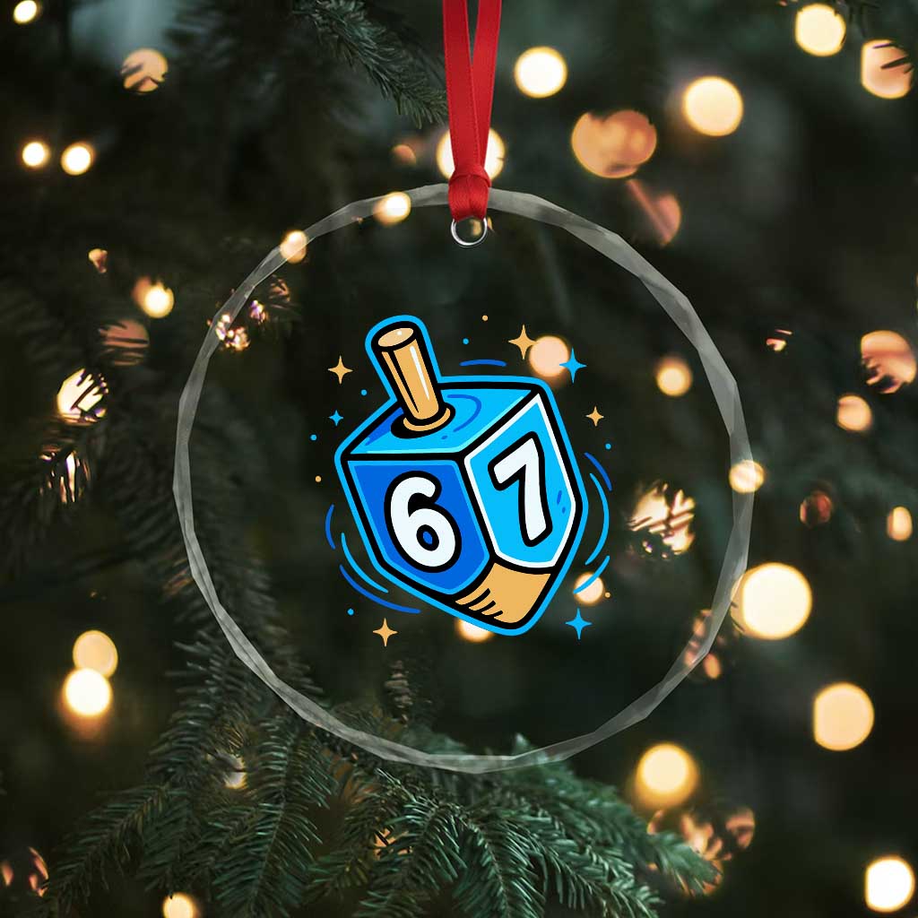 Funny 67 Hanukkah Dreidel Crystal Glass Ornament Chanukah Star Of David TS11 Print Your Wear