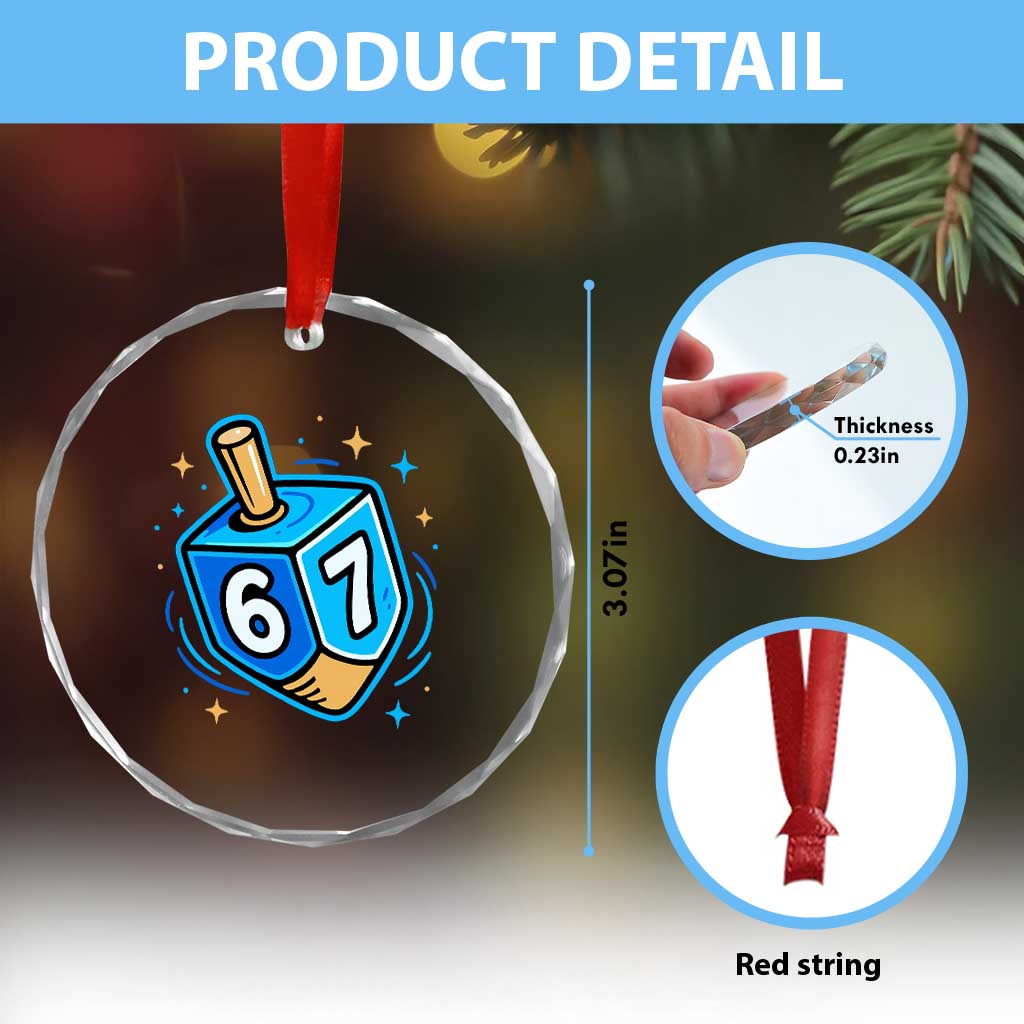 Funny 67 Hanukkah Dreidel Crystal Glass Ornament Chanukah Star Of David TS11 Print Your Wear