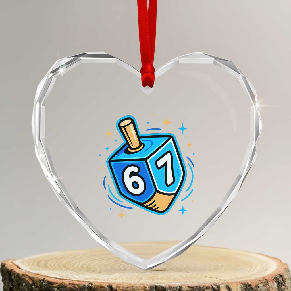 Funny 67 Hanukkah Dreidel Heart Crystal Glass Ornament Chanukah Star Of David TS11 Transparent Glass 3'' Heart Print Your Wear