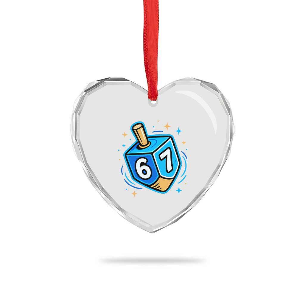 Funny 67 Hanukkah Dreidel Heart Crystal Glass Ornament Chanukah Star Of David TS11 Print Your Wear