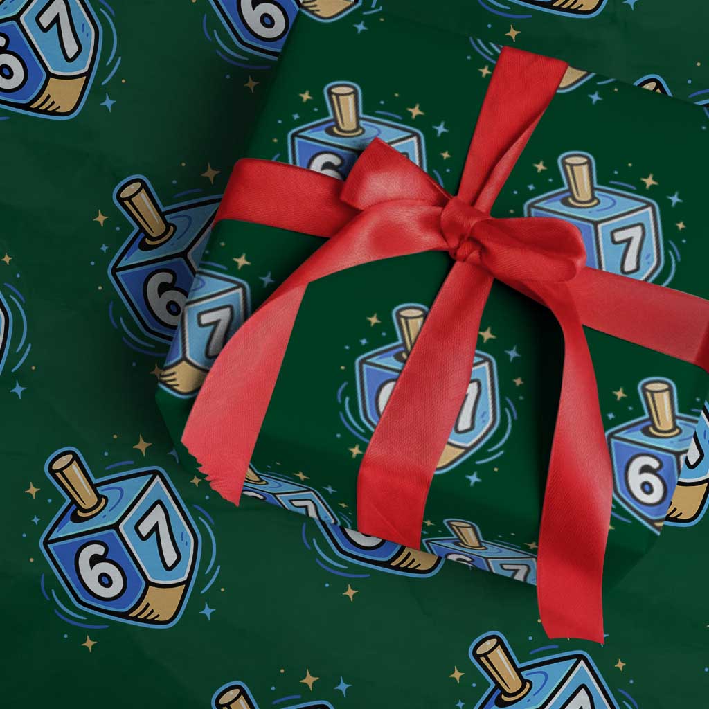 Funny 67 Hanukkah Dreidel Wrapping Paper Roll Chanukah Star Of David TS11 Green Print Your Wear